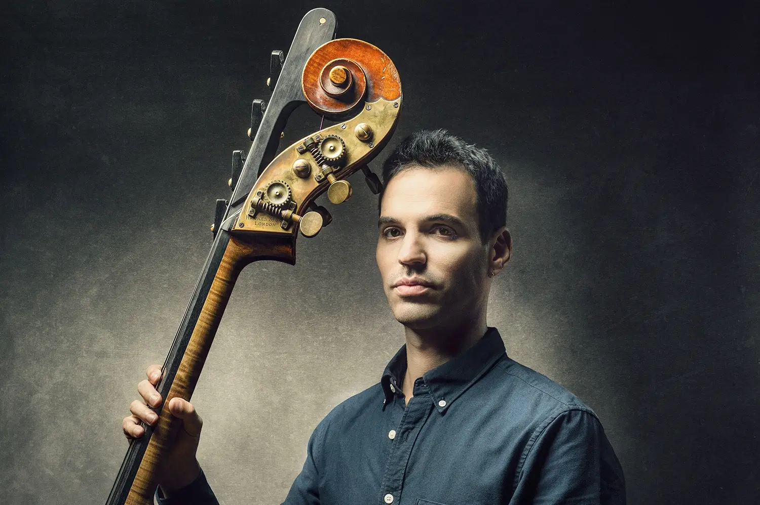 Israel philharmonic orchestra contra bass player photographed by Miri Davidovitz