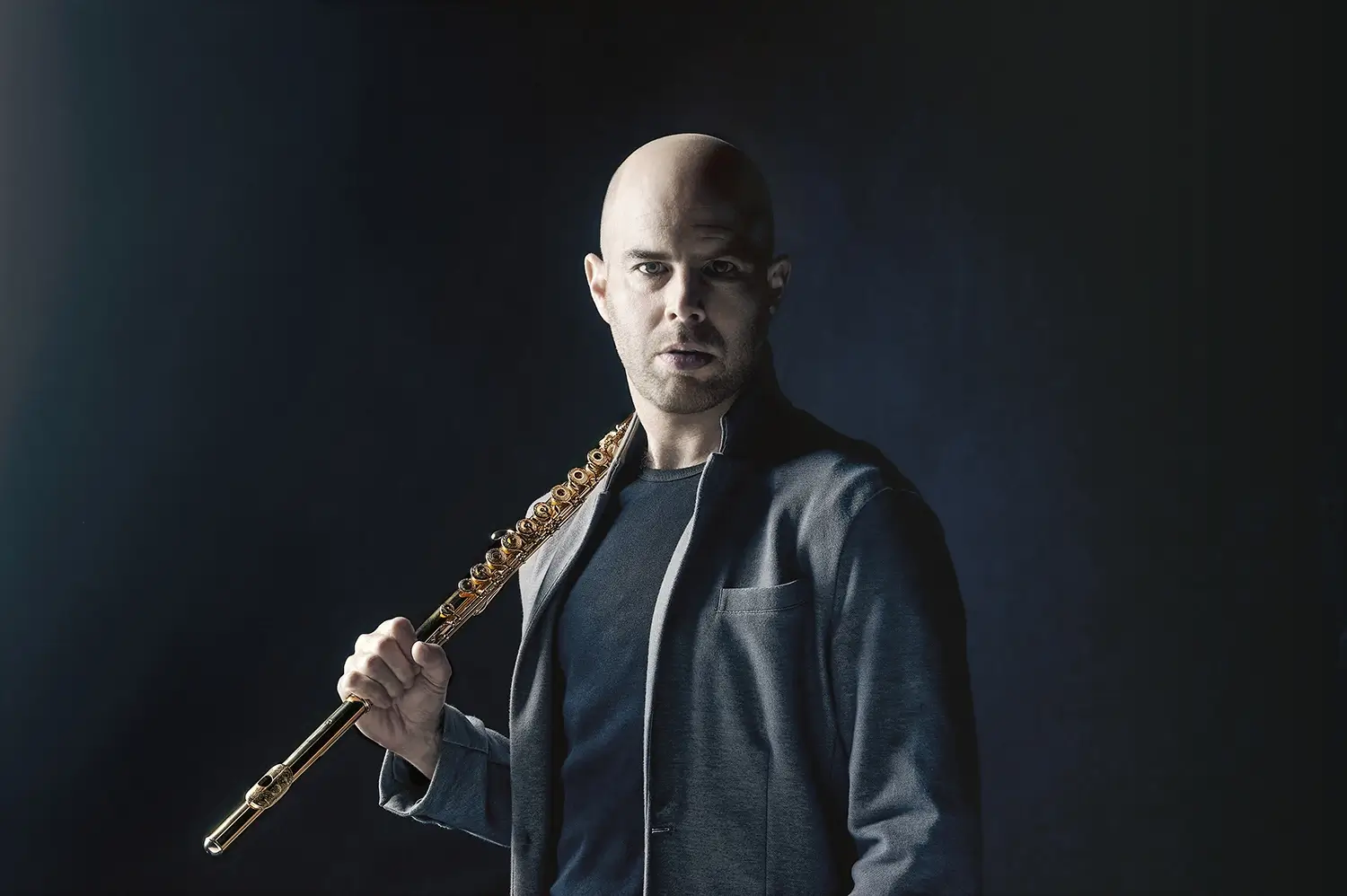 Classical flute player photographed by Miri Davidovitz